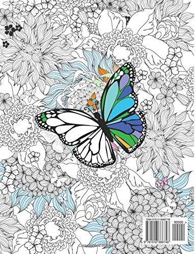 Butterfly and flowers adult coloring book