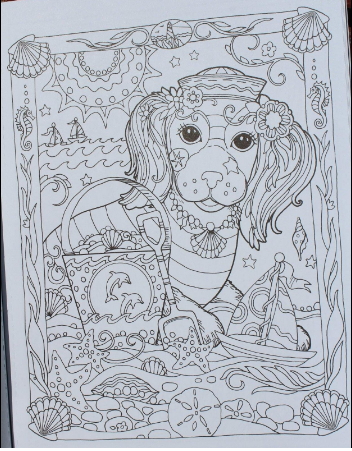 Adult coloring book with dog pictures