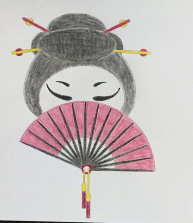 Simple Japanese fan design coloring page