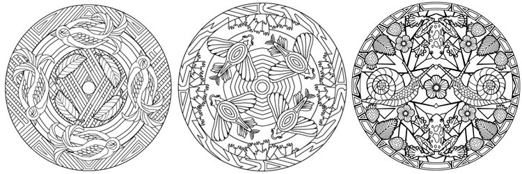 Animal mandalas adult coloring pages