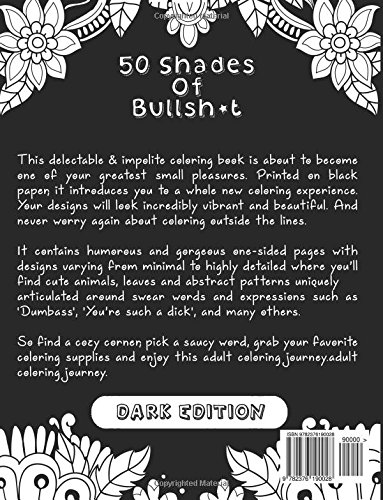 Coloring Book Dark Edition 50 Shades Of Bullshit Swear Words