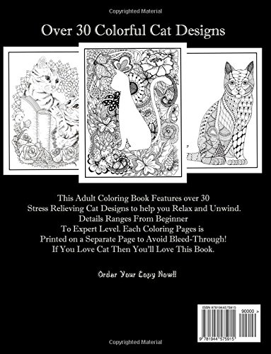 Relax and unwind with this cat coloring books for adults