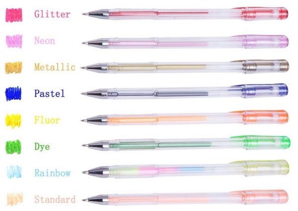 glitter pastel metallic gel pens